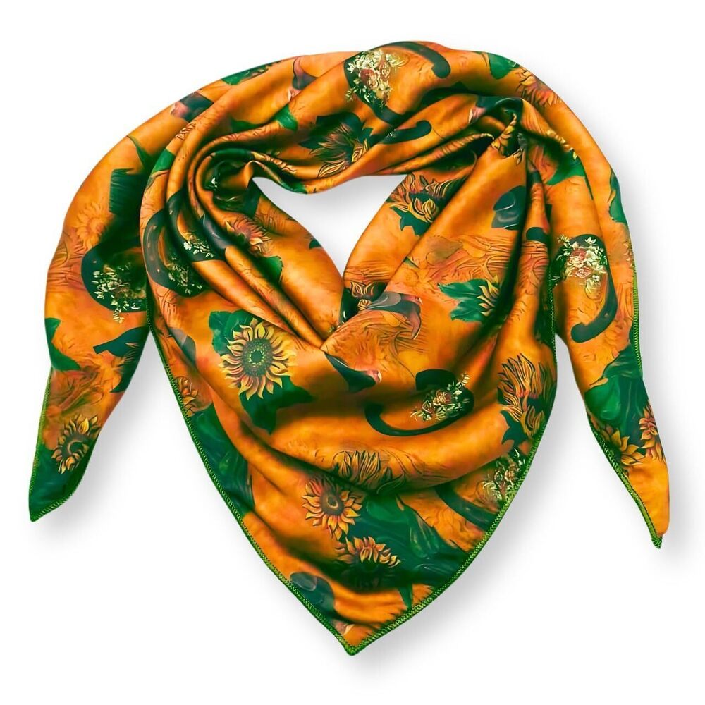 4240 Wild Rag Silk Scarf 36'', Western Cowboy Bandana Square Silky Wild